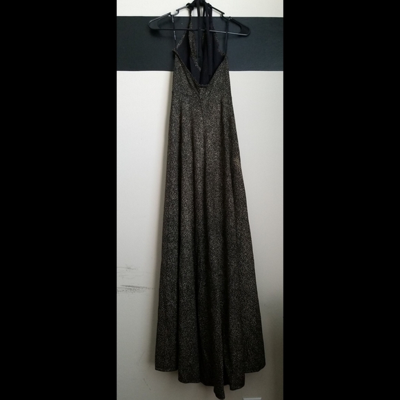 Glitter Halter Plunging Evening Gown - Picture 9 of 16